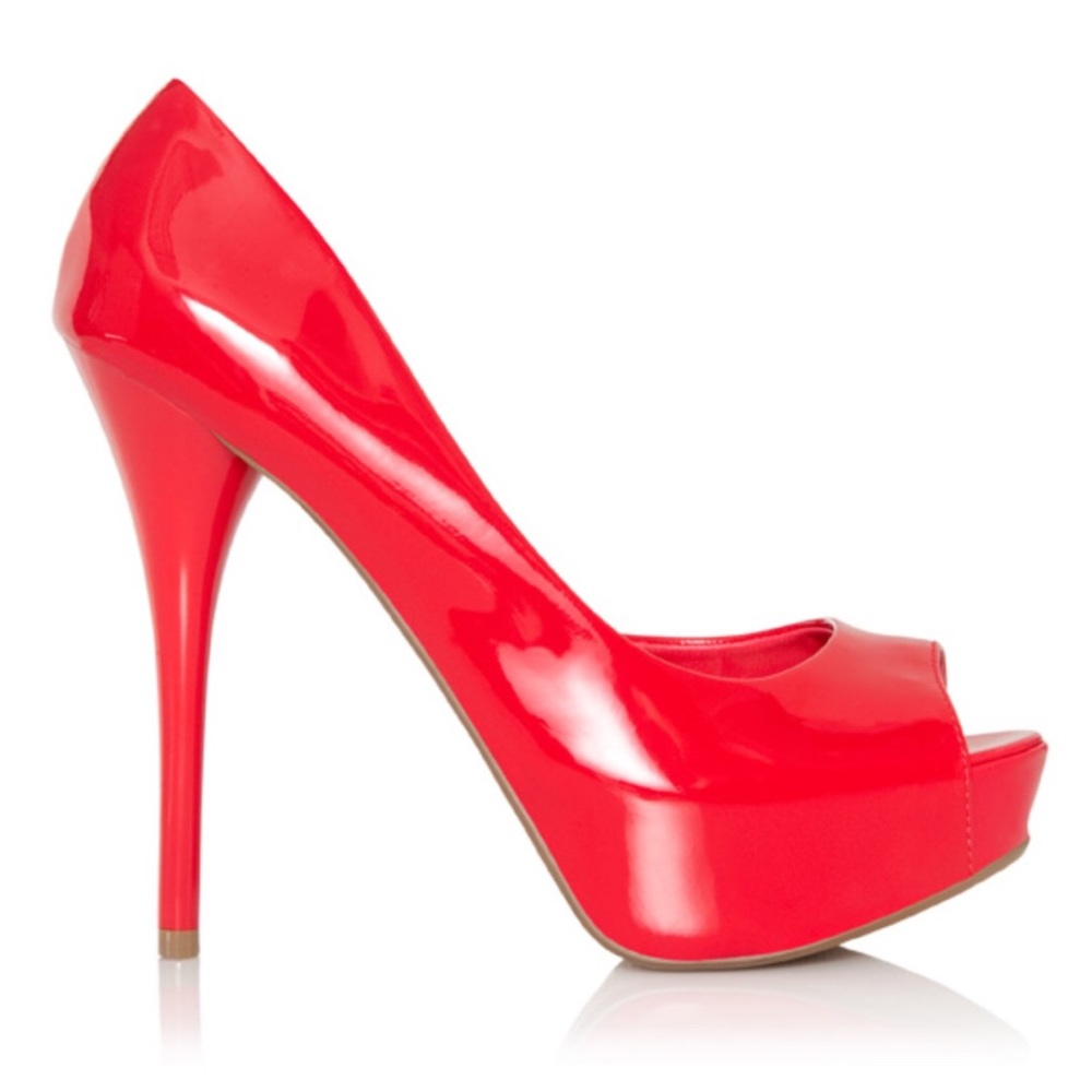 RARE! JustFab ANOUK Red Peeptoe Platform Heels, 8